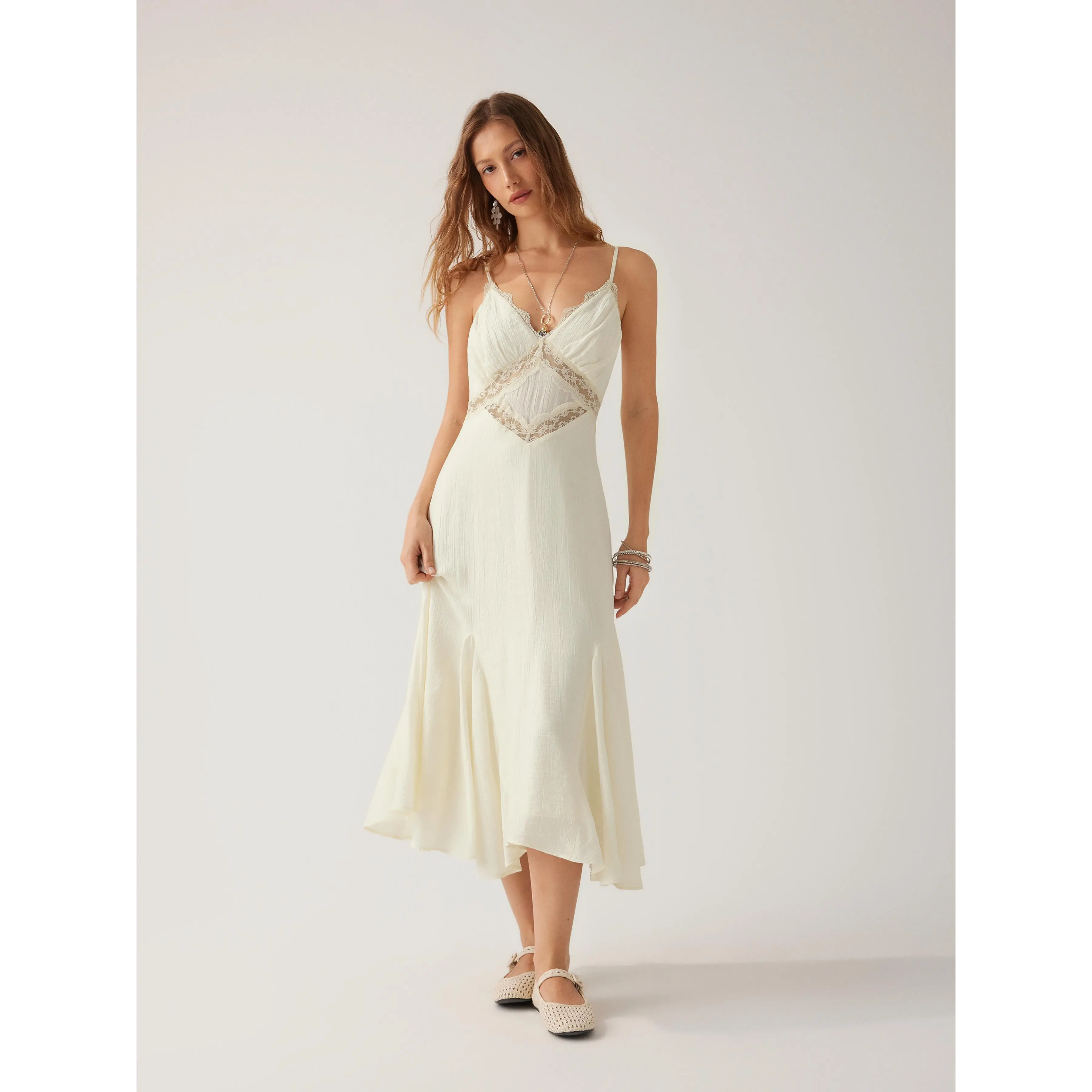 Cider V-neck Lace Panel A-line Cami Midi Dress SwimWeek - TikTok Shop Cider V-neck Lace Panel A-line Cami Midi Dress SwimWeek - TikTok Shop