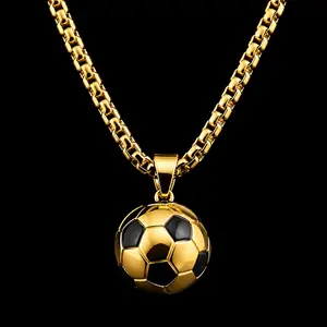 Football Soccer Pendant Necklace Fashion Charm Jewelry Gift for Sports Fans