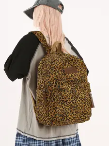 1pc  Women's backpack with contrasting colors, zipper closure, leopard print, fashionable and versatile, personalized and trendy, suitable for daily work, commuting, shopping and travel. Women's backpack