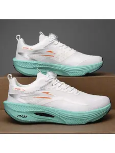 Men's Rotary Buckle Mesh Sporty Running Shoes, Shock-Absorbing Responsive Sneakers, Lightweight Non-Slip Laceless Running Shoes