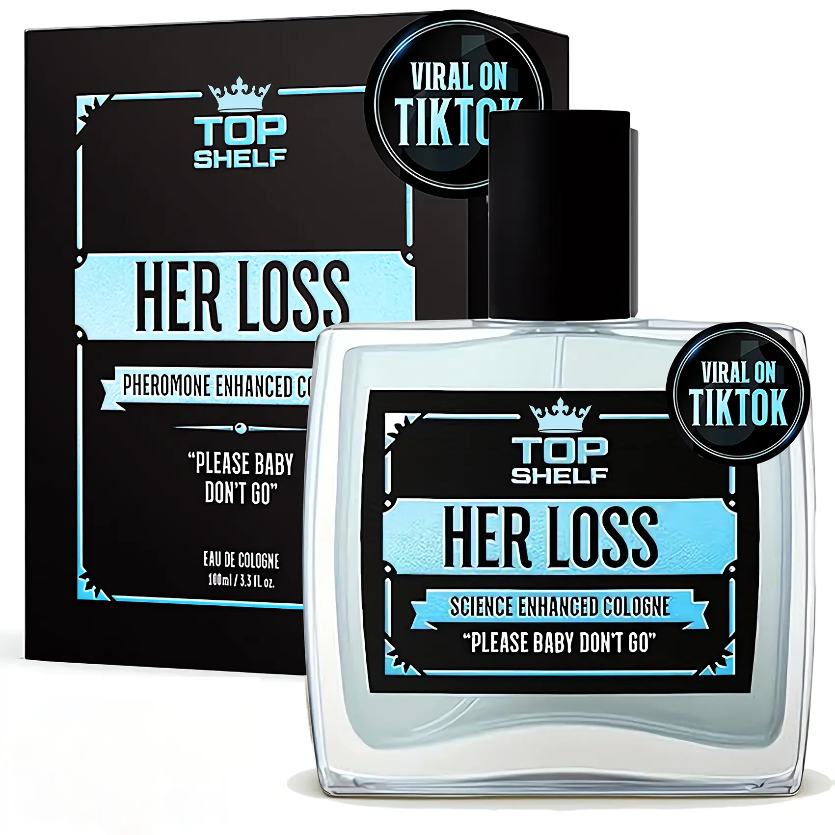 Top Shelf HER LOSS Eau de Cologne for Men, 3.3 fl oz / 100 mL