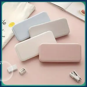 Macaron Pencil Case Simple Large Capacity Stationery Box PP Plastic Pencil Storage Box Cosmetic Case