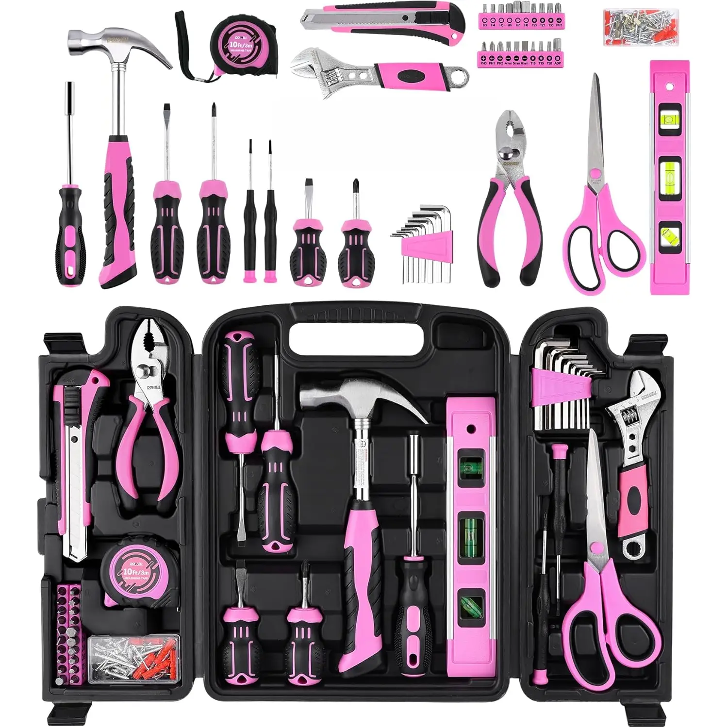 123-Piece Pink Home Repair Tool Kit for Women &  - All-in-One DIY Toolkit with  Handles, Durable Toolbox, Non-Slip Grips |  Gift for Wives, Moms, Crafters