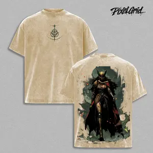 Retro Vintage Malenia - Elden Ring Oversized Washed T-Shirt 100% Premium Cotton Classic Fit Menswear Top Soft Durable Black Apparel Clothes