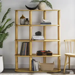 Arcus 4-Tier Oval Wood Bookshelf in Oak Arcus 4-Tier Oval Wood Bookshelf in Oak