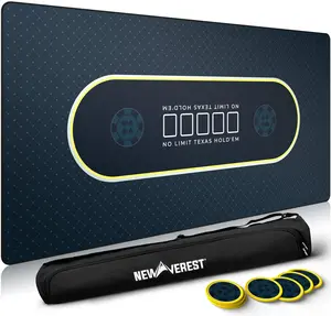 Texas Hold'em Poker Mat (70" x 35") - Black, Seats 10 Players