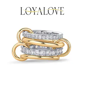 Loyalove Gold Stackable Rings for Women Non Tarnish, Cubic Zirconiaa Rings, Silver Gold Multi Ring Mixed Metals Stack Rings Set