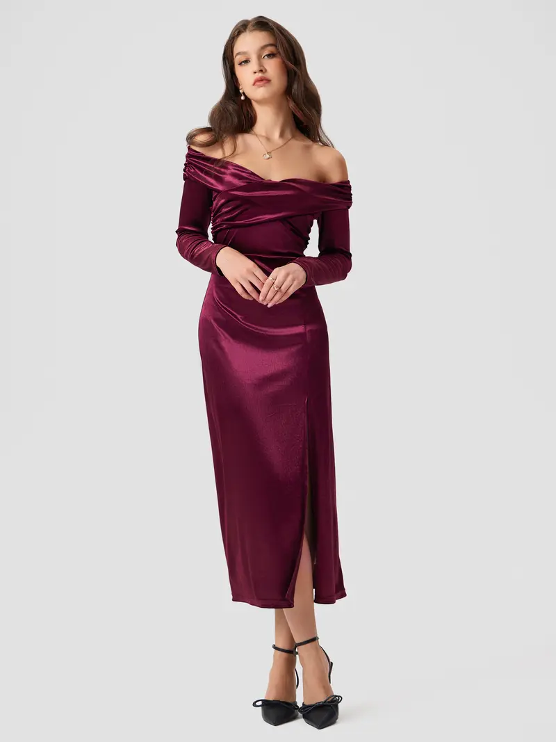 cider green velvet dress Adele Bottle Green Velvet Ruched Strappy Fishtail Maxi Dress – Club L  London main image 1