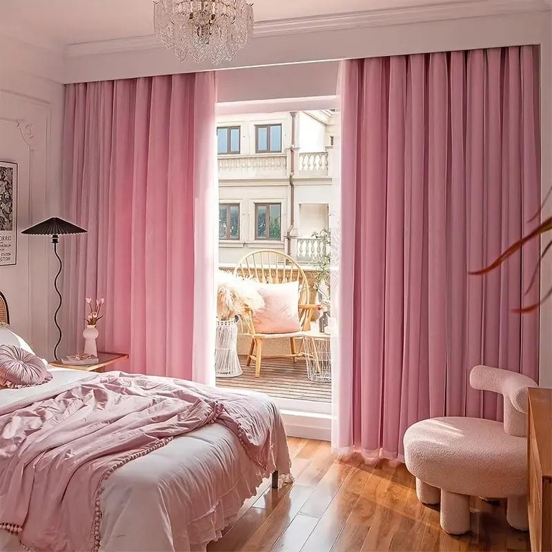Double Layer Cloth Sheer Thermal Insulated Window Curtain, Light Blocking Insulated Drapes for Bedroom Living Room, Home Decorative Curtain for Kids' Room