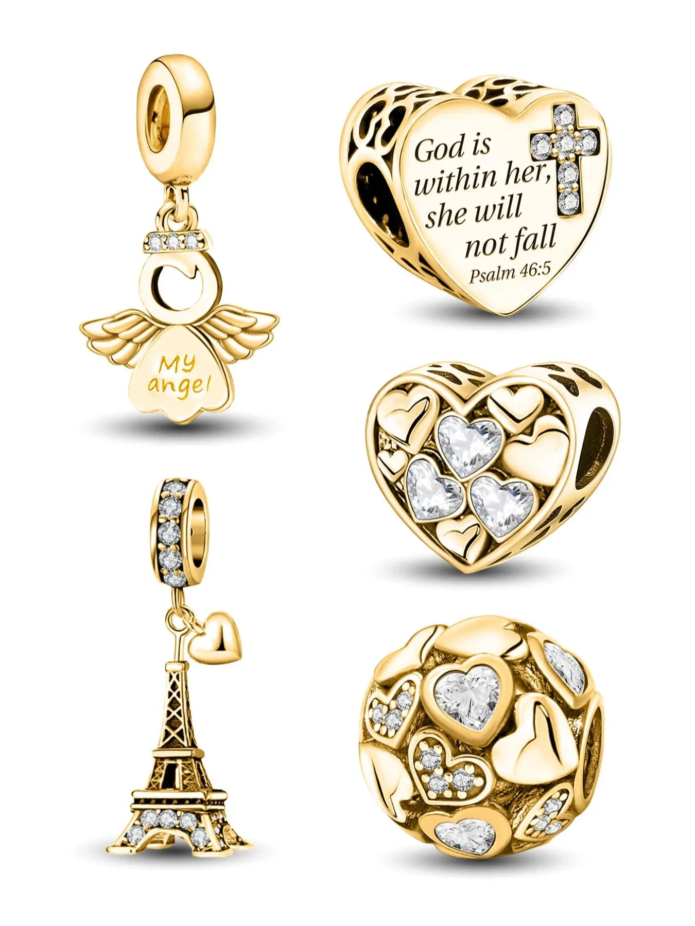 Heart & Cross & Eiffel Tower Design Charms, Love Heart Charm, Fashionable Jewelry Accessories for Women & Girls, DIY Jewelry Making Supplies for Bracelet & Necklace, Diy Pendants