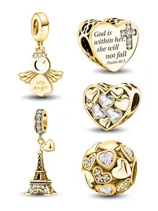 Heart & Cross & Eiffel Tower Design Charms, Fashionable Jewelry Accessories for Women & Girls, DIY Jewelry Making Supplies for Bracelet & Necklace