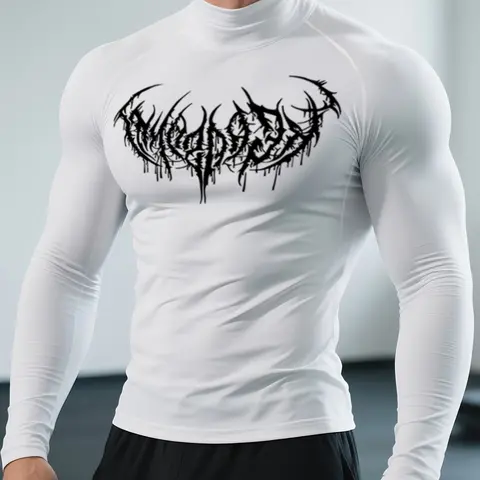 Men's Quick-Dry Long Sleeve Workout Shirt – Printed, Breathable & Stretchy Top, Sports Tops for Running, Hiking, Gym & Casual Wear Athletic Sports Clothing Workout Clothes