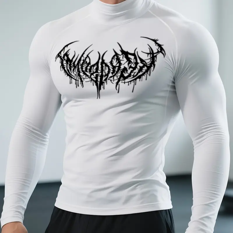 Men's Quick-Dry Long Sleeve Workout Shirt – Printed, Breathable & Stretchy Top, Sports Tops for Running, Hiking, Gym & Casual Wear Athletic Sports Clothing Workout Clothes