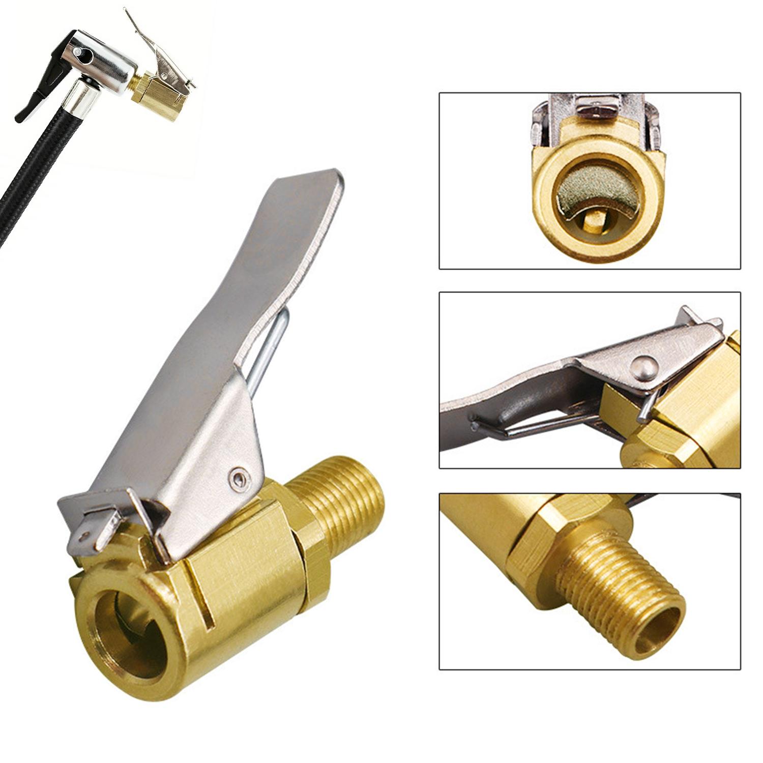 1/2 Pcs Brass Locking Tire Air Chuck, Tire Inflator Hose Adapter for Twist On Connection Convert to Lock On, No Air Leakage Air Compressor Pump Clip On Tire Chucks, Tire Nozzle with Tire Valve Thread