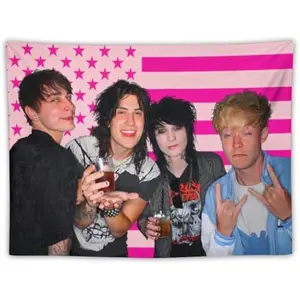 YHODCUIF Sam celebrity birthday and decorations Colby stuff jake webber and johnny johnnie gilbert merch pink flag funny wall tapestry hanging