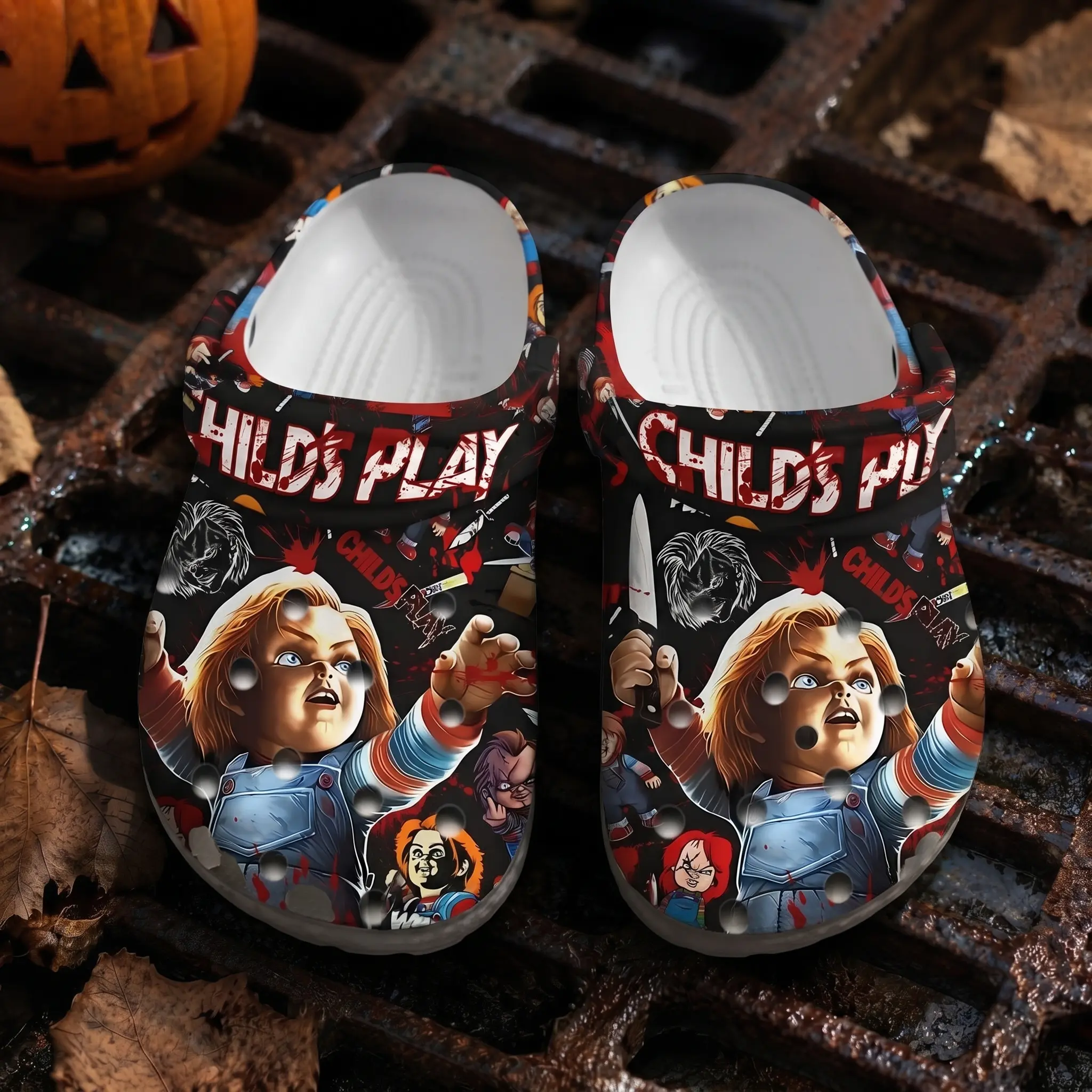 (No Box)  Halloween CK Movie Inspired Clogs Shoes, No Me Graphic Shóe, Heart Girl Blue Clog Sandals, Gift for fan