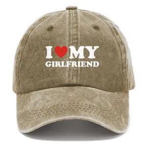 I Love My Girlfriend The Best Gift For Boyfriend Unisex Washed Vintage Baseball Cap