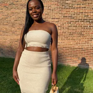 Lala 2-Piece Oatmeal Set - Comfortable Bandau Top & Trendy Mini Skirt, Durable Material, Ideal for Any Occasion - Fit