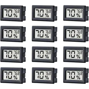 12 Pack  Mini Small Digital  Temperature Humidity Meters Gauge Indoor Thermometer Hygrometer LCD Display Fahrenheit (?) for Humidors, Greenhouse, Garden