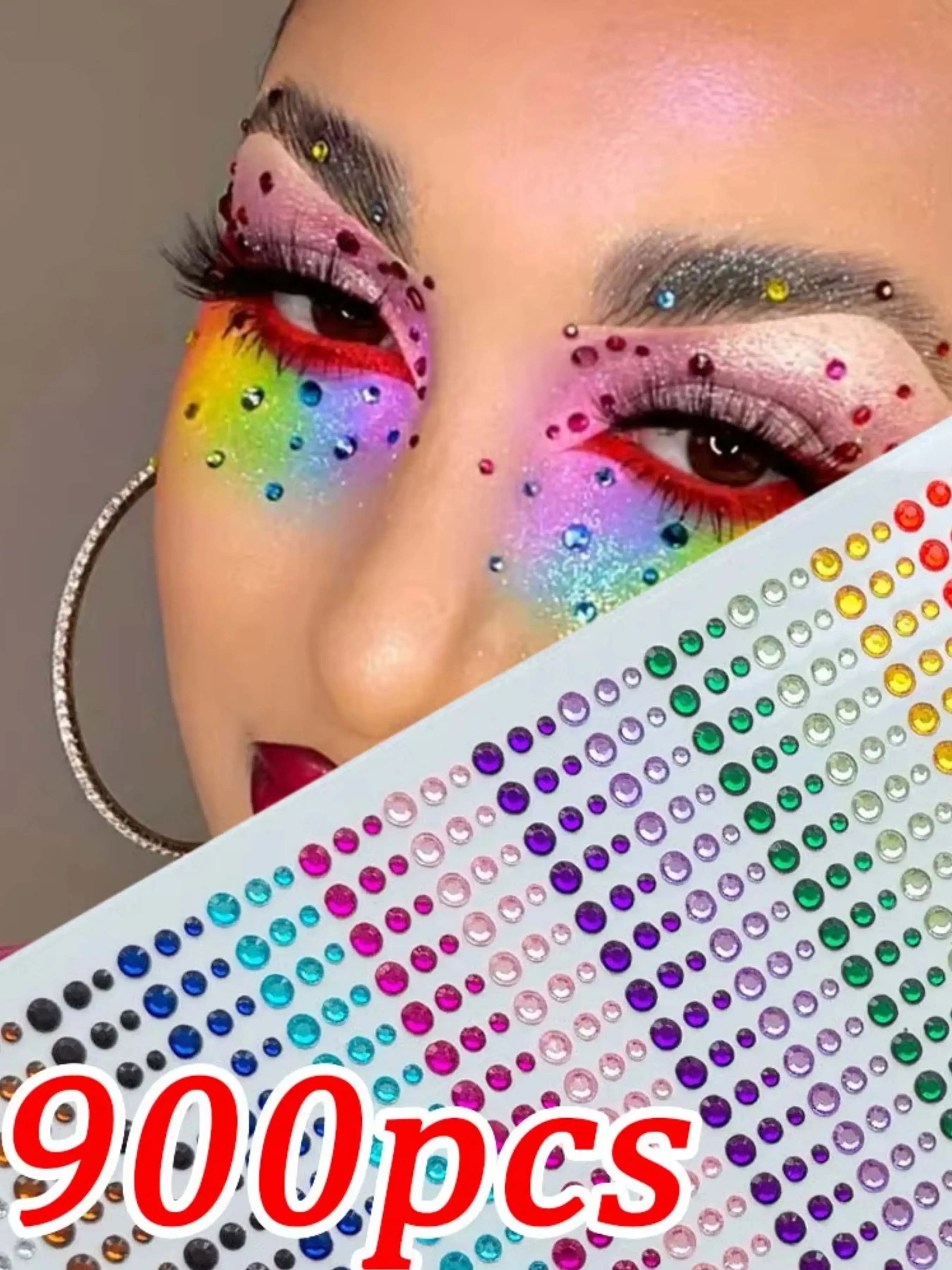 1/3/5 Sheets Rainbow Glittle Gem Stickers Stick-On Facial Tattoo Face Glitter Sparkle Eye Rhinestone Jewels 3/4/5mm Mix Wedding Party Make Up Body Art Glitter Makeup