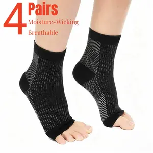 4 Pairs Toeless Ankle Compression Socks,Moisture-Wicking,Targeted Ribbing,Lightweight,Relieve Plantar Fasciitis Pain,for Running,Yoga,Gym Fitness,Ball Games,Sports and Daily