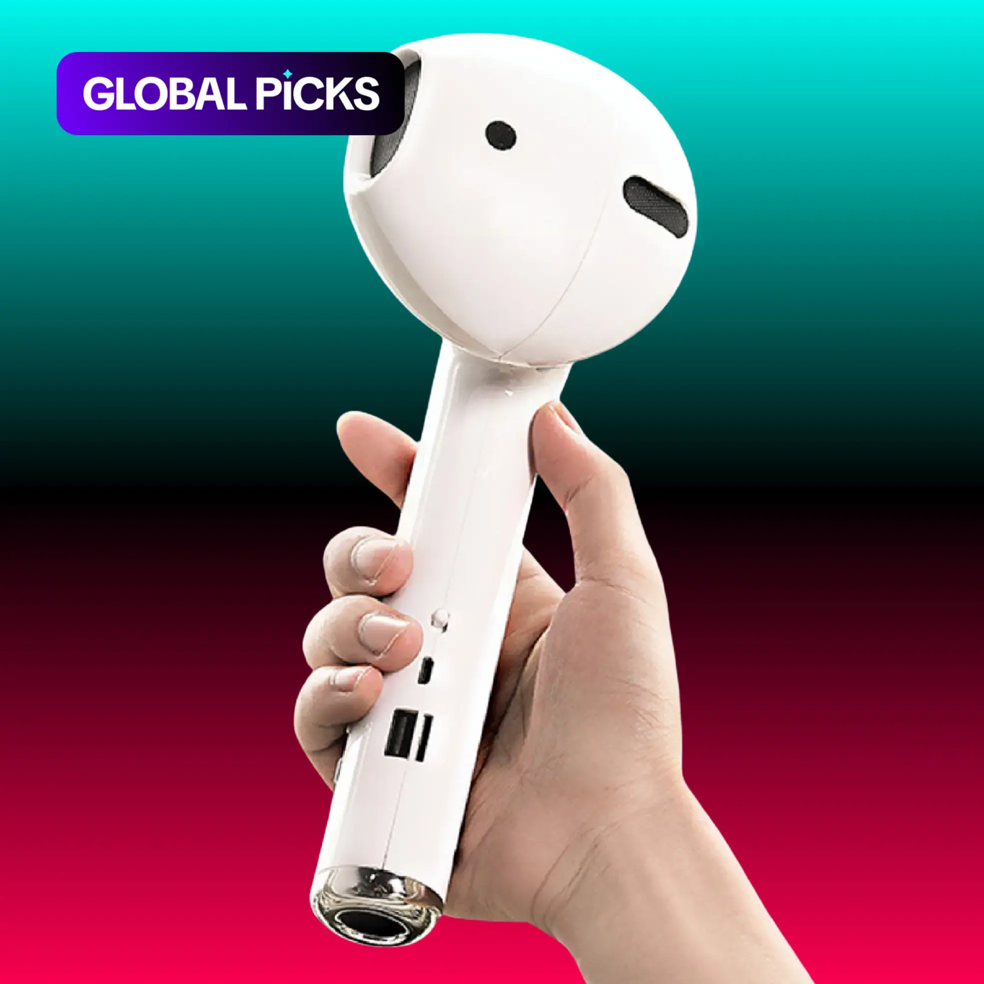 Wireless Earphone-Shaped Speaker, USB Rechargeable Portable Loudspeaker with Microphone, FM Radio and TF Card Support, Multifunctional Stereo Wireless Speaker, Great Gift for Dad #GLOBAL PICKS