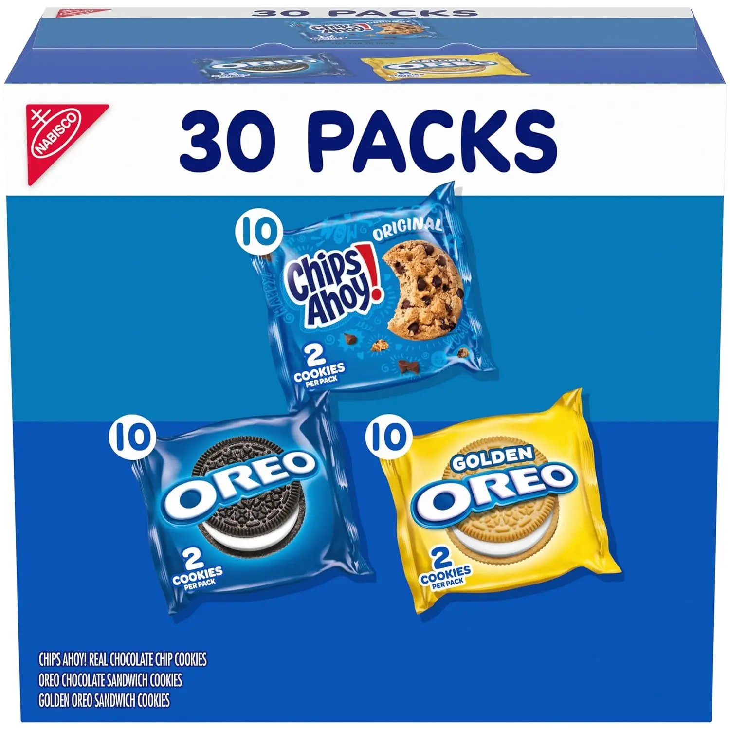 Sweet Treats Cookie Variety Pack OREO & CHIPS AHOY!, 30 Snack Packs | 2 Cookies Per Pack, Individually Wrapped