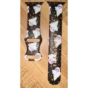 Ghost Rainbow Band - UV Printed TPU/Silicone Watchband - Apple Compatible - Available in Sizes 38/40/41mm & Sizes 20MM & 22MM - GOGO PIXEL L & VERSA 2,3,4 Wearable