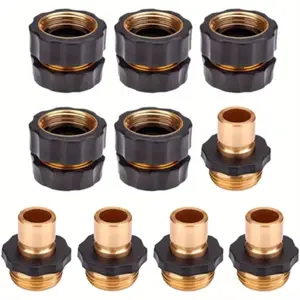 10PACK 3/ 4" Garden Hose Quick Connect Set Aluminum Hose Kitchen Faucet Connector Kit Thread Fittings Male Female Adapter 5 Pairs (5 Male Connects + 5 Female Connects)