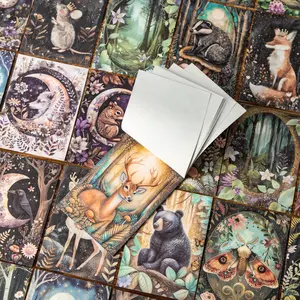 Vintage Forest Theme Handmade Paper, Light Weight Material, Night Sky Forest Series, 30 Sheets per Bag, Ideal for DIY Crafts and Art Projects