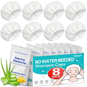 Shampoo Caps No Rinse Microwavable| Waterless Rinse Free Shampoo Cap Hair for Bedridden Patients Post-Surgery Elderly Care, Camping| PH Balanced,, Easy to Use-8 Pack