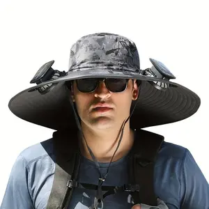 2025 New Solar Fan Outdoor Fishing Hat-Solar Sun Protection Sun Hat with Fan Solar Fan Hat Dual Power Supply Fan Outdoor Fan