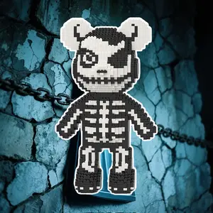 7709pcs Halloween Skull Lucky Bear 3D Puzzle Building Block Creative Decoration Crafts Gift for Birthday/halloween/festive Occasions