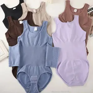 Women Zipper Bodysuit Shapewear For Daily Wear And Posture Support, Integrated Belt Body Shaper Top With Tummy Control, Waist Support, Firm Compression