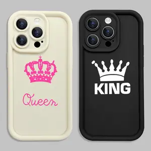King and Queen pattern couple phone case for IPhone 16/15/14/13/12/11/Plus/Pro/Pro Max series