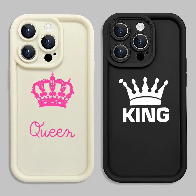 King and Queen pattern couple phone case for IPhone 16/15/14/13/12/11/Plus/Pro/Pro Max series