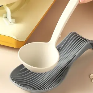 Food Grade Silicone Spoon Holder, Heat Resistant Non-Slip Drain Mat, Spoon Drain Holder, Kitchen Utensil Holder, Easy Clean, Multi-Color Options