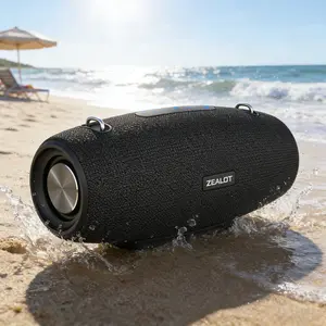 ZEALOT Backpack-Friendly Portable Bluetooth Speaker, 60W Wireless Subwoofer, IPX6 Waterproof, HIFI High Fidelity Stereo, Booming Bass, 20H Playtime, EQ Tuning for Camping Hiking Beach Pool Gift