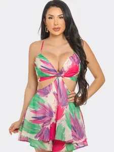 Sleeveless Floral Romper for Women's Casual Wear Comfortable Womenswear