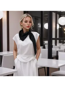 1 elegant solid color square scarf for women - versatile neck scarf, shawl and headscarf, soft imitation silk warm and windproof decoration, suitable for casual and formal wear, fashionable accessories, simple style, hair accessories