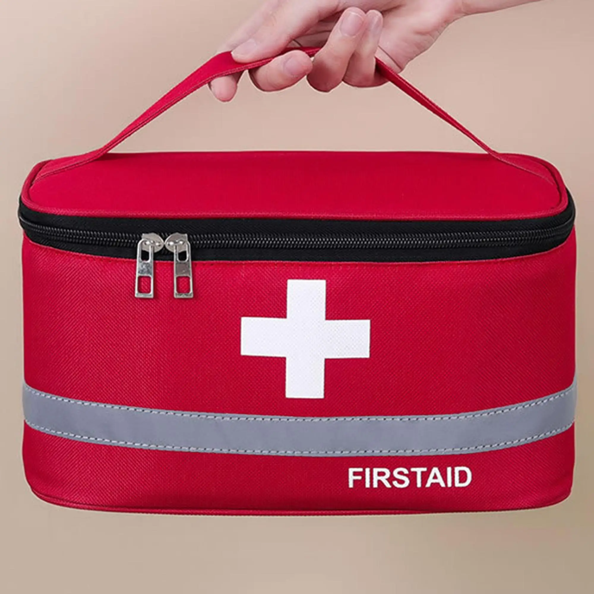 Emergency First Aid Kit Storage Bag, 1 Count Portable Large Capacity Medical Bag, Household Outdoor Camping Hiking Fabric Storage Organizer
