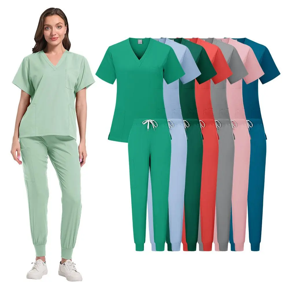 FUSHUAIGE Surgical Dental Clinical Top Pants New Classic Nurse Scrubs Set Wowen Nurse Accessories Medical Uniform Lab Workwear Clothes