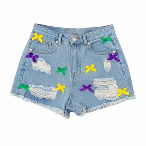 Mardi Bow Denim Shorts