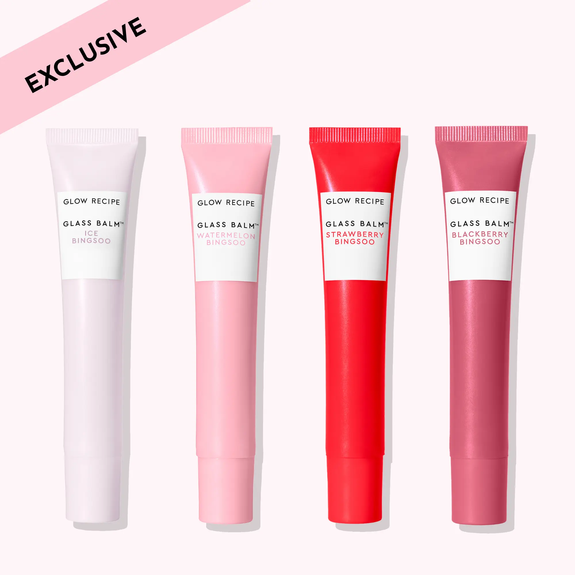 Glow Recipe Fruity Lip Balm 4-Piece Set - Hydrating Korean Glossy Moisturizer with Hyaluronic Acid for Smooth Lips