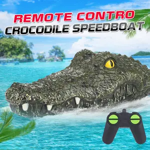 Remote Control Crocodile Head Boat, 2.4g Long Range RC, Realistic Speed & Movement, Pool Water Park Lake Use, Includes Rechargeable Battery