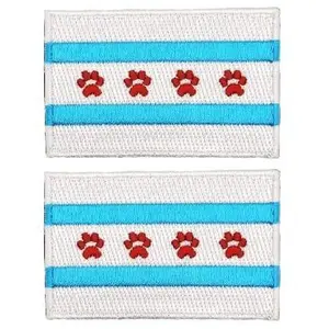 MiltacUSA Chicago Paws Flag Tactical Embroidered Patch [Hook Fastener 3.0 x 2.0 inches] 2 Piece for Jackest and Backpacks