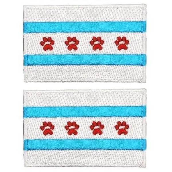 MiltacUSA Chicago Paws Flag Tactical Embroidered Patch [Hook Fastener 3.0 x 2.0 inches] 2 Piece for Jackest and Backpacks