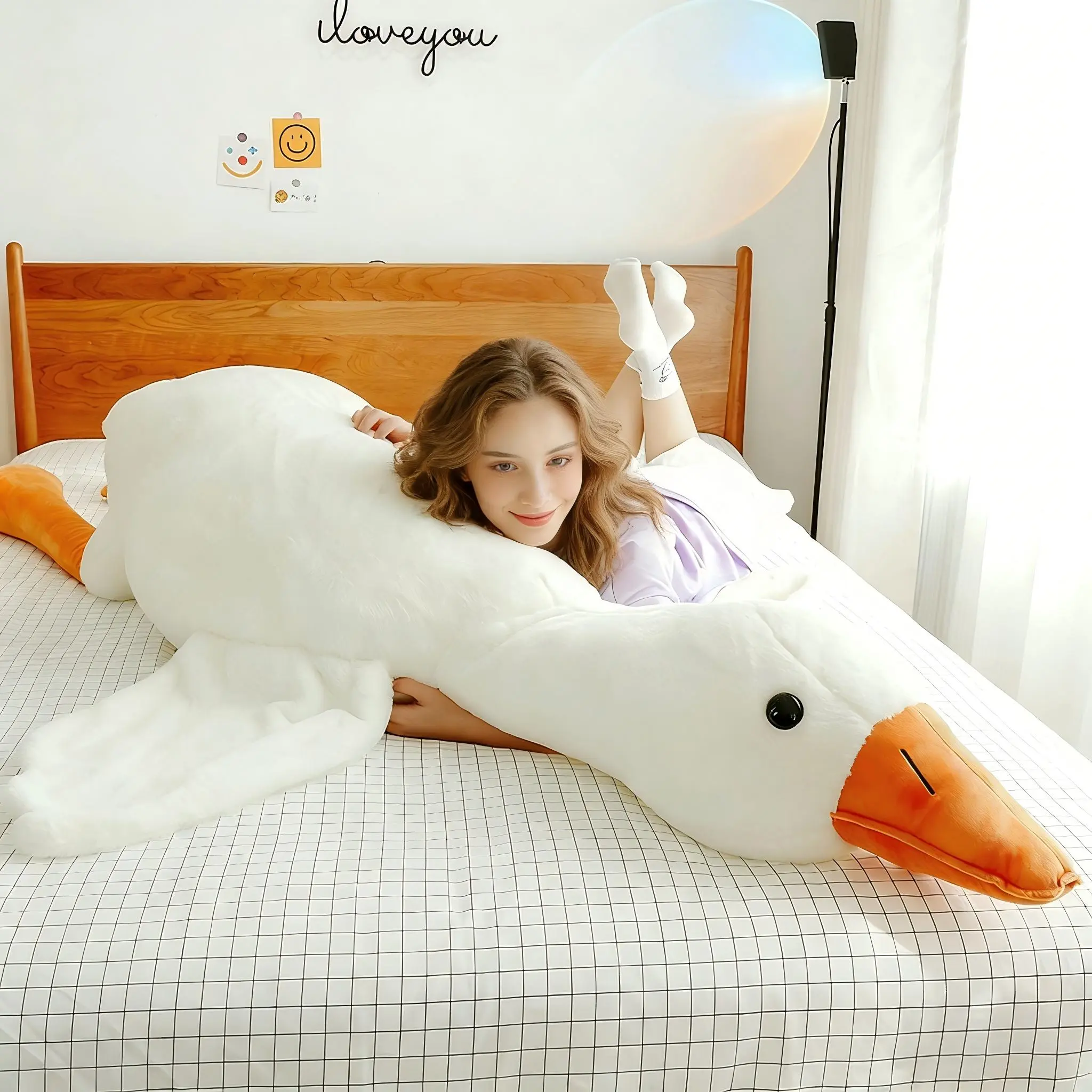 74.8 in Extra-Large Cute Big White Goose Pillow Plush Toy Soft Plush Material Ideal for Hugging Sleeping and Relaxation Perfect Gift for Plush Lovers gifts