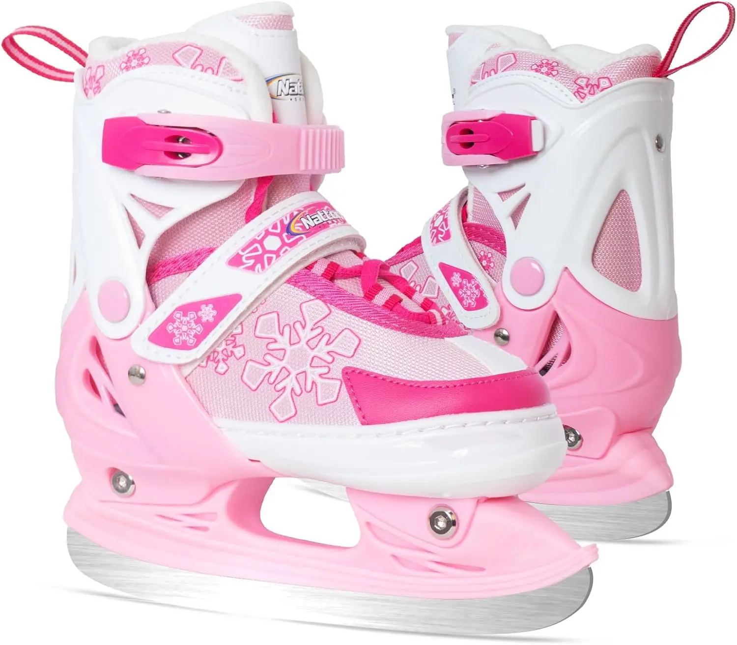 Nattork Kids' 4 Size Adjustable Ice Skates, High-Top with Cozy Fleece Lining, Durable Stainless Steel Blade and Triple Protection System for Safe Ice Skating, Growing Feet