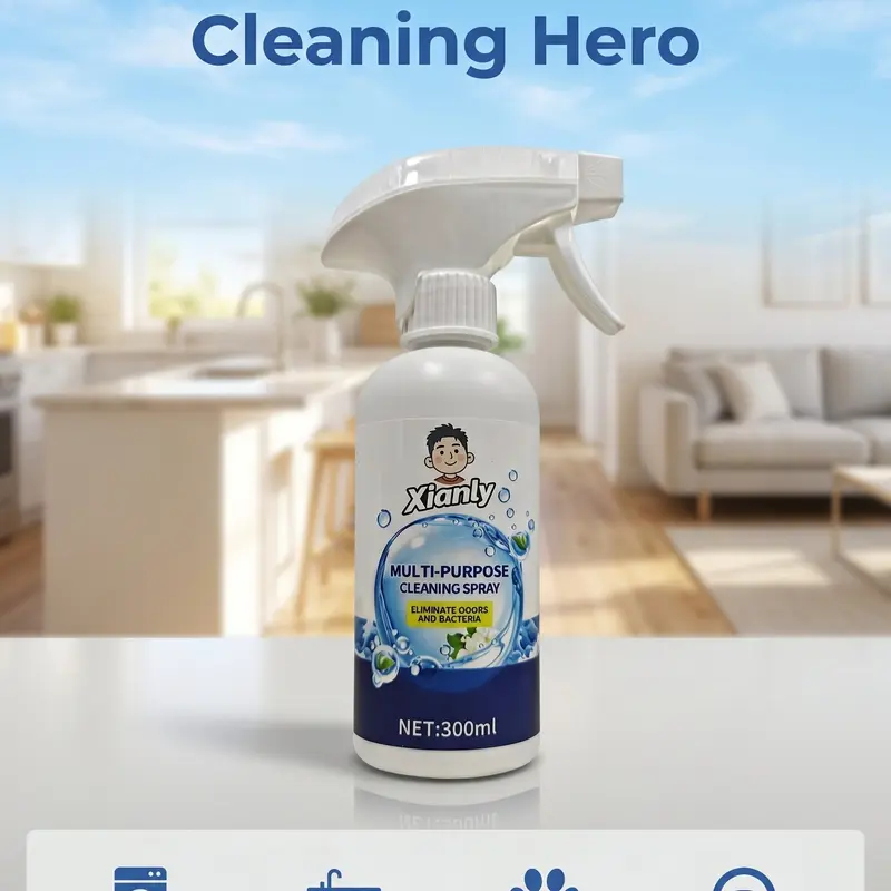 XIANLY Multi-Purpose Cleaner – Bathroom & Kitchen Cleaner Spray, Removes Soap Scum, Hard Water Stains & Grease, All-Purpose Cleaning Spray for Sink, Shower, Tub, Stove & Range Hood